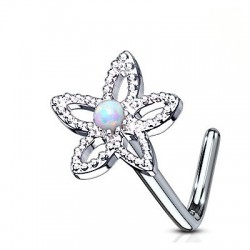 Piercing nez courbé 0.8mm 70 - Gris fleur avec opale