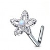 Piercing nez courbé 0.8mm 70 - Gris fleur avec opale