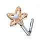Piercing nez courbé 0.8mm fleur rose avec opale centrale (70)