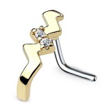 Piercing nez courbé 0.8 mm 53 - Jaune zig zag strass