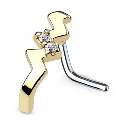 Piercing nez courbé 0.8 mm 53 - Jaune zig zag strass