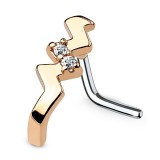 Piercing nez courbé 0.8 mm 53 - Rose zig zag strass
