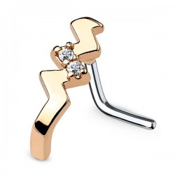 Piercing nez courbé 0.8 mm 53 - Rose zig zag strass