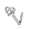 Piercing nez courbé 0.8mm coeur central trois zircones (59)