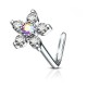Piercing nez courbé 0.8mm fleur central aurora (77)