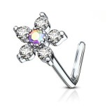Modifier : Piercing nez courbé 0.8mm 77 - Fleur centre aurora
