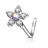 Piercing nez courbé 0.8mm fleur central aurora (77)