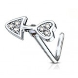Piercing nez courbé 0.8mm 78 - Flèche strass transparents