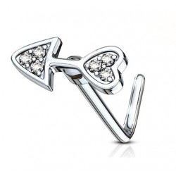 Piercing nez courbé 0.8mm 78 - Flèche strass transparents