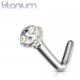 Piercing nez courbé 0.8 ou 1mm 86 - Titane zircone transparent