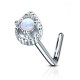 Piercing nez courbé 0.8mm 67 - Goutte avec opale aurora