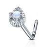 Piercing nez courbé 0.8mm 67 - Goutte avec opale aurora