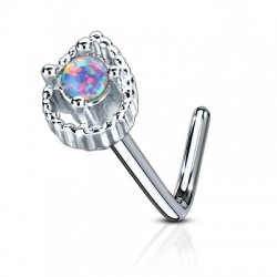 Piercing nez courbé 0.8mm 67 - Goutte avec opale lilas