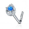 Piercing nez courbé 0.8mm 67 - Goutte avec opale bleu