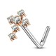 Piercing nez courbé 0.8mm 66 - Croix rose zircones