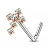 Piercing nez courbé 0.8mm 66 - Croix rose zircones