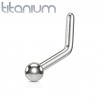 Piercing nez courbé 0.8 ou 1mm 90 - Titane boule