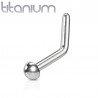 Piercing nez courbé 0.8 ou 1mm 90 - Titane demi-boule