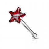 Piercing nez droit 0,8mm 32 - Cristal étoile rouge