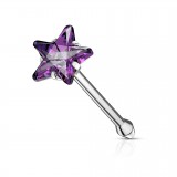 Piercing nez droit 0,8mm 32 - Cristal étoile lilas