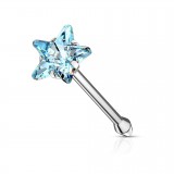 Piercing nez droit 0,8mm 32 - Cristal étoile bleu-clair