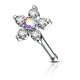 Piercing nez droit 0,8mm 84 - Fleur cristal centre aurora
