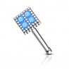 Piercing nez droit 0,8mm 83 - Carré strass bleu-clair