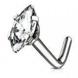 Piercing nez courbé 0.8mm 80 - Zircone transparent marquise