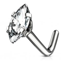 Piercing nez courbé 0.8mm 80 - Zircone transparent marquise