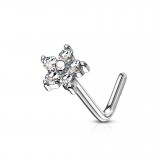 Piercing nez courbé 0.8mm 68 - Gris fleur avec zircones