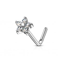 Piercing nez courbé 0.8mm 68 - Gris fleur avec zircones