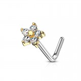 Piercing nez courbé 0.8mm 68 - Jaune fleur avec zircones