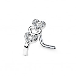 Piercing nez courbé 0.8 mm 55 - Gris trois coeurs