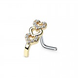 Piercing nez courbé 0.8 mm 55 - Jaune trois coeurs
