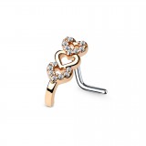 Piercing nez courbé 0.8 mm 55 - Rose trois coeurs