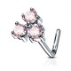 Piercing nez courbé 0.8mm 57 - Trois zircones ronds roses