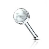 Piercing nez droit 0,8mm 95 - Howlite blanche