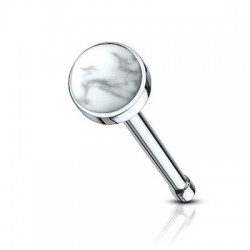 Piercing nez droit 0,8mm 95 - Howlite blanche