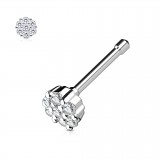 Piercing nez droit 0,8mm 78 - Gris fleur avec strass