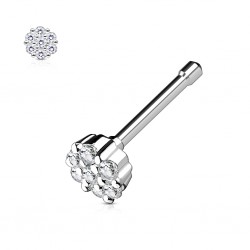 Piercing nez droit 0,8mm 78 - Gris fleur avec strass