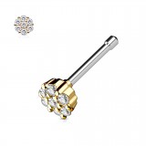 Piercing nez droit 0,8mm 78 - Jaune fleur avec strass