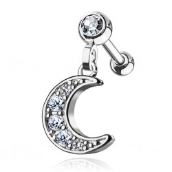 Cartilage hélix, tragus 246 - Gris Lune multistrass pendante