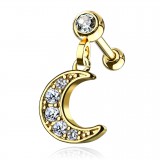 Cartilage hélix, tragus 246 - Jaune lune multistrass pendante