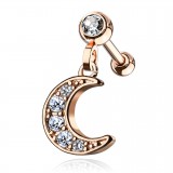 Cartilage hélix, tragus 246 - Rose lune multistrass pendante