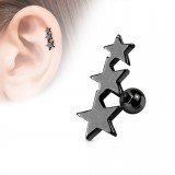 Cartilage hélix, tragus 51 - Noir trois étoiles