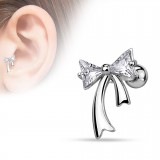 Cartilage hélix, tragus 39 - Noeud papillon gris et transparent