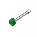 Piercing nez droit 0,8mm 91 - Boule opale vert-pomme
