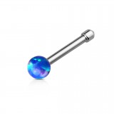 Piercing nez droit 0,8mm 91 - Boule opale bleue
