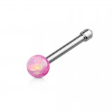 Piercing nez droit 0,8mm 91 - Boule opale rose