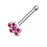 Piercing nez droit 0,8mm 33 - Fleur cristaux bleu-clair